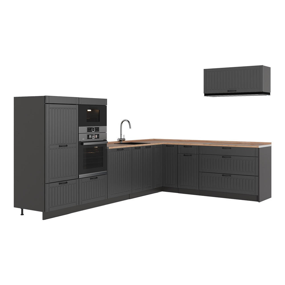 KUHINJA U OBLIKU SLOVA L Fame-Line, Tamnosiva/Antracit, 327 x 227 cm, RP Hrast - tamno siva/antracit, drvni materijal (327/153.6/60cm) - Vicco