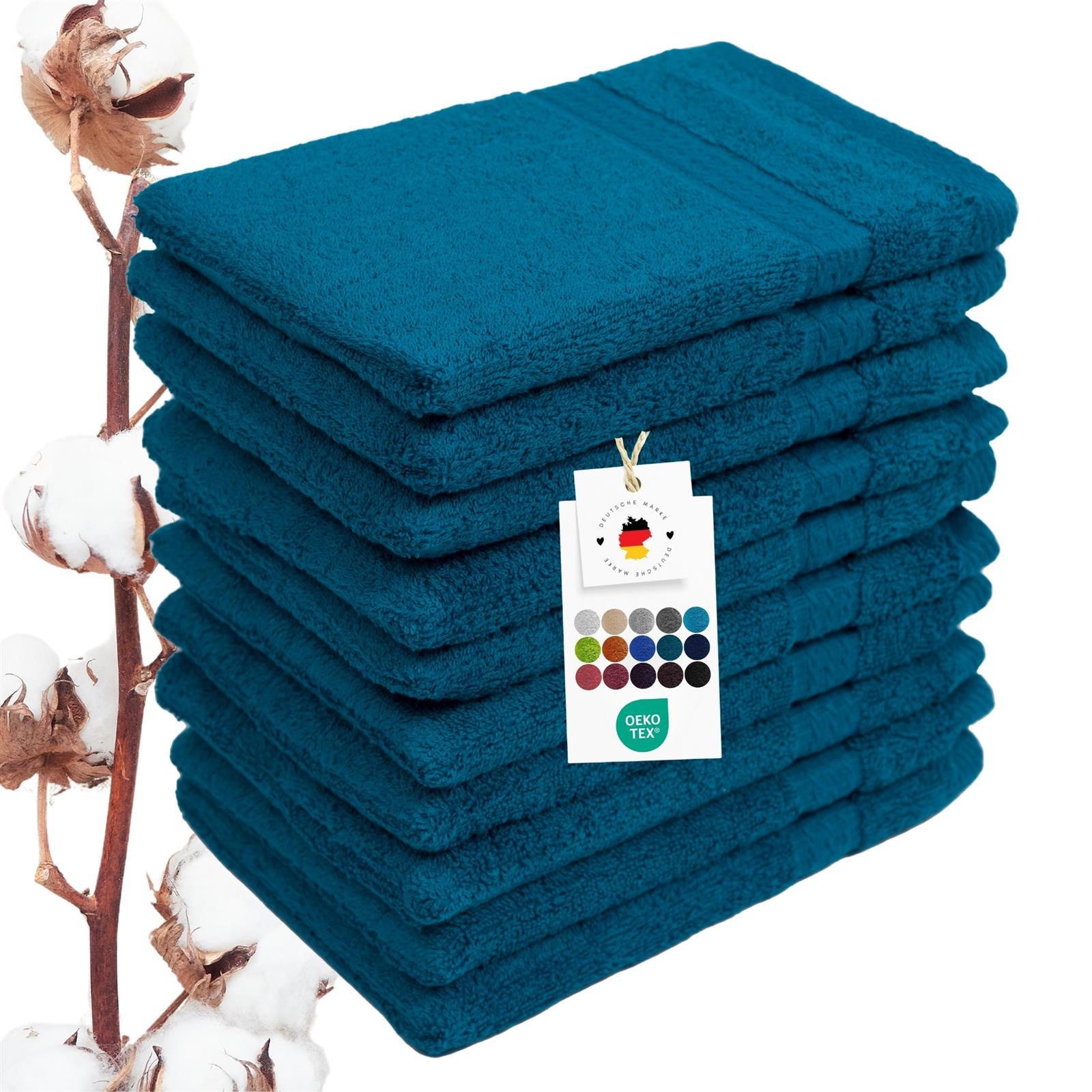 WASCHLAPPEN 16x21 cm aus 100% Baumwolle 500g/m2, 10er Set Waschhandschuhe Petrol - Petrol, Textil (16/21cm) - Carpe Sonno