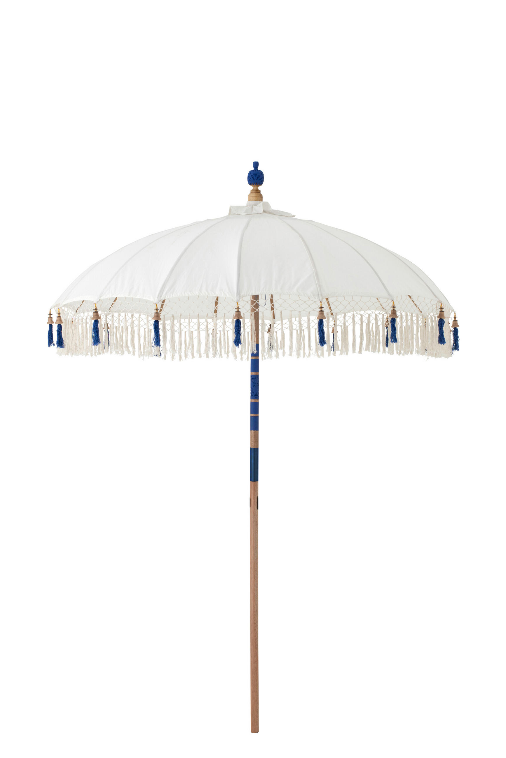 SONNENSCHIRM FLAVIE Beige - Blau/Beige, Holz (180/180cm) - J-Line