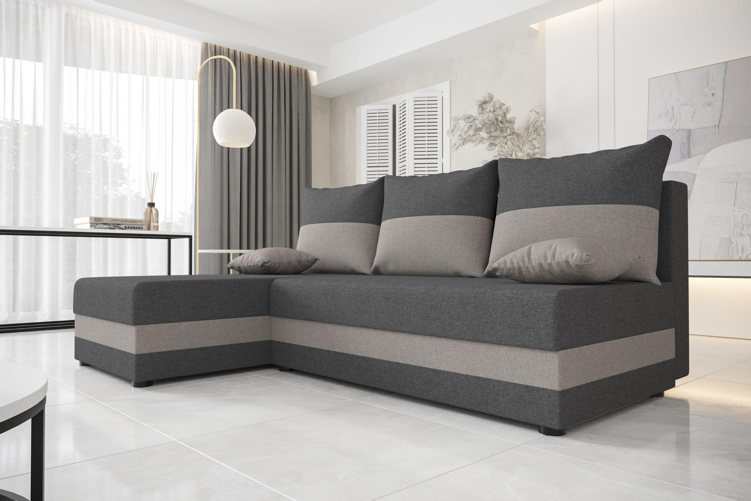 ECKSOFA HEWLET L Sawana 05+21 Links mit Schlaffunktion - Hellgrau/Grau, Textil (200/140cm) - Bedante