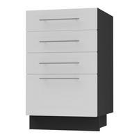 SCHUBLADENUNTERSCHRANK Kvantum D4A/40 Weiß Matt / Schwarz Matt 40 / 50 / 82cm - Schwarz/Weiß, Holz/Holzwerkstoff (40/82/50cm) - Feldmann-Wohnen