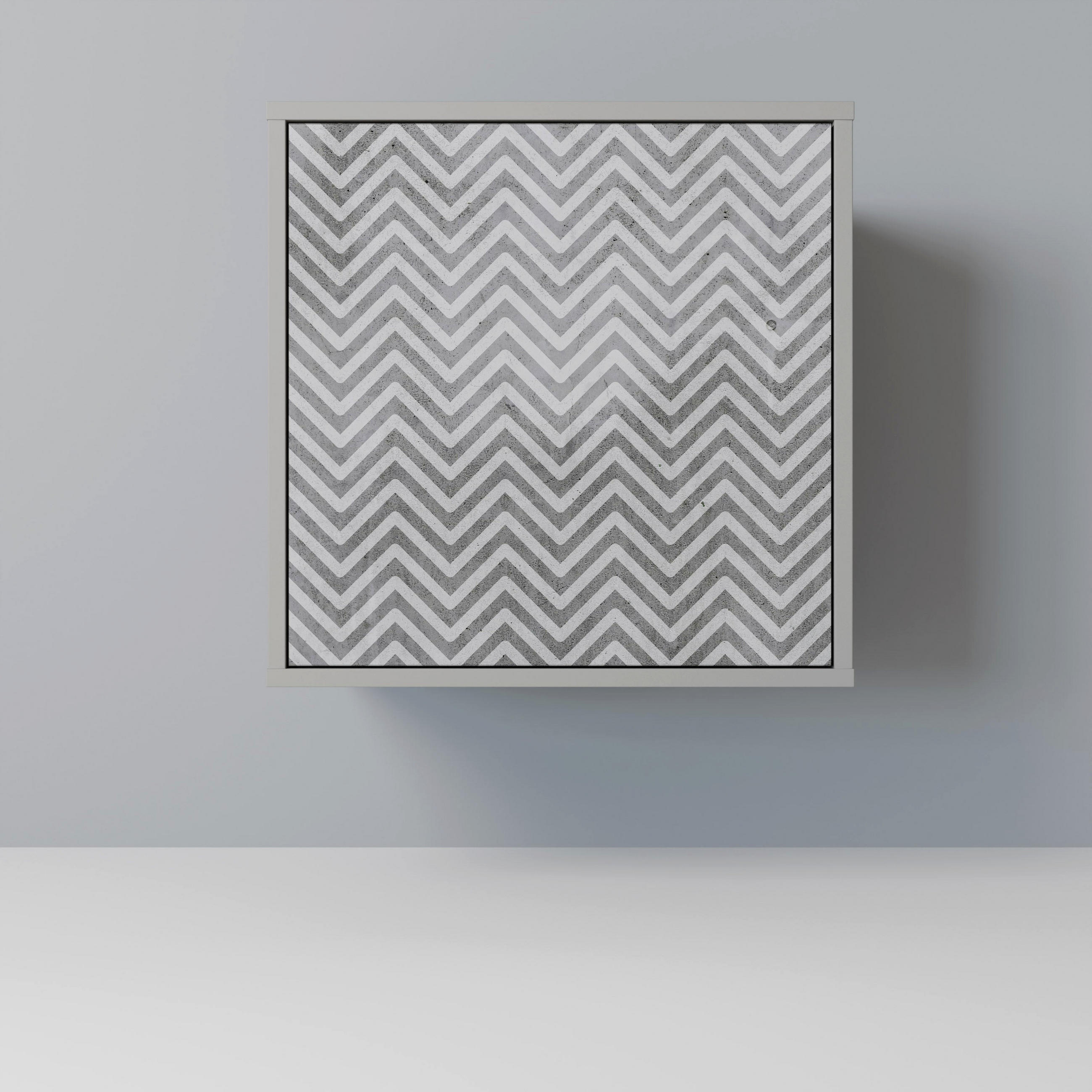 SIDEBOARD CONCRETE ZIG ZAG, Grau, 57,5x42x57,5 cm, Ohne Füße - Multicolor/Grau, Holzwerkstoff (57.5/57.5/42cm) - SpaceRebels