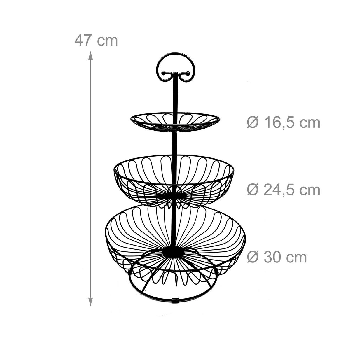 OBST-ETAGERE - Schwarz, Metall (30/47cm) - Relaxdays