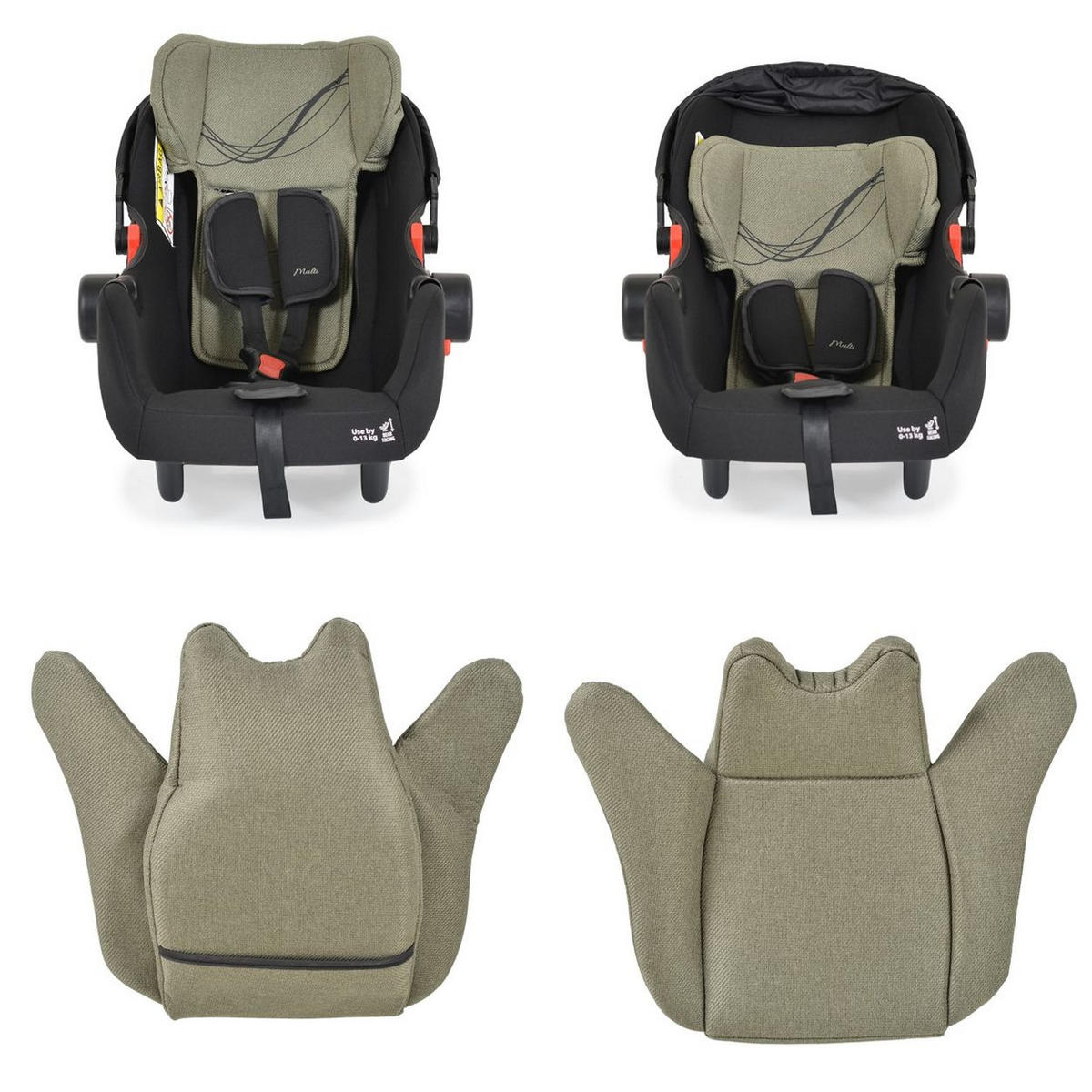 BABYSCHALE i-Size Multi (40 - 87cm) schwarz Gruppe 0+ Fußabdeckung Kopfstütze Gurt - Grün, Kunststoff (33/73/42cm) - Moni