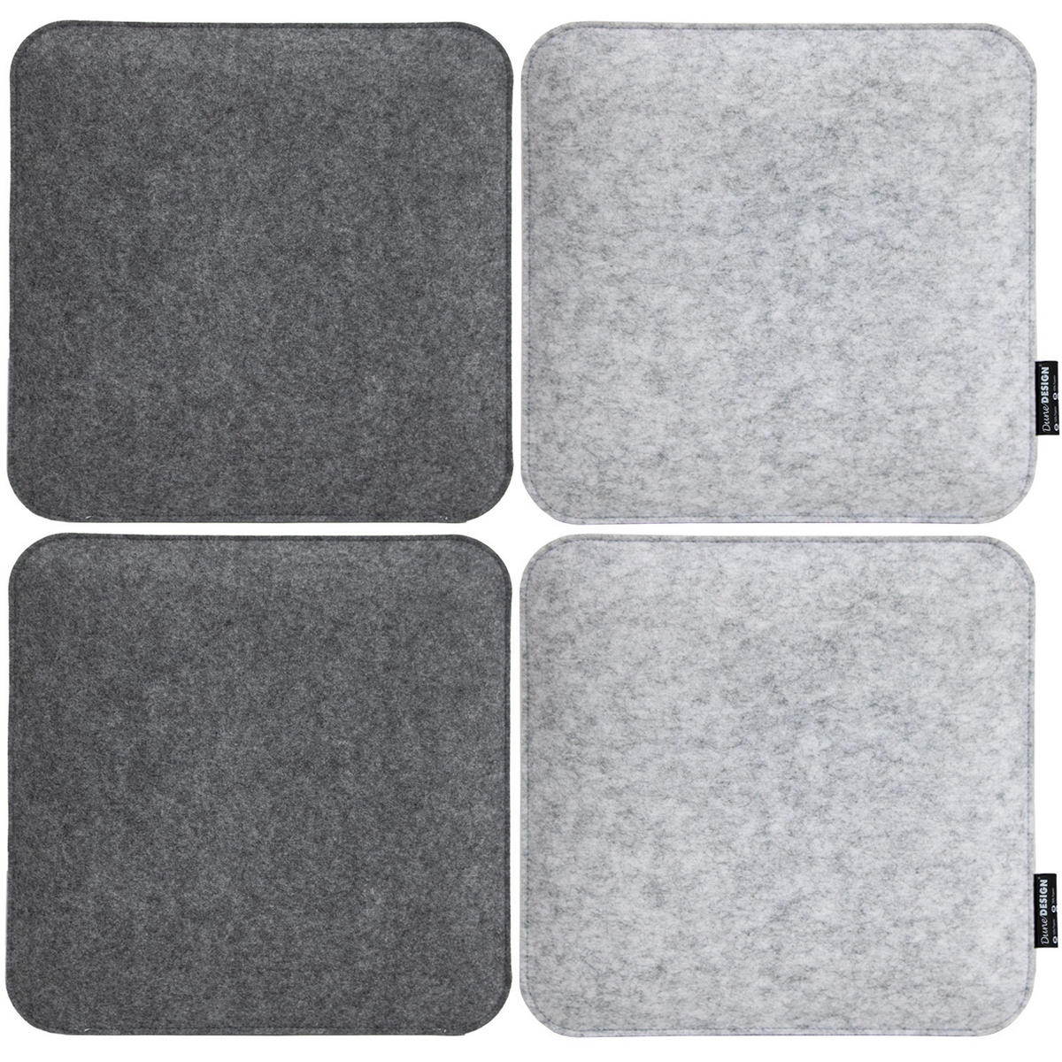 STUHLKISSEN 4er Set 35/35 cm Filz, Grau - Grau, Kunststoff (35/35/3cm) - Dunedesign