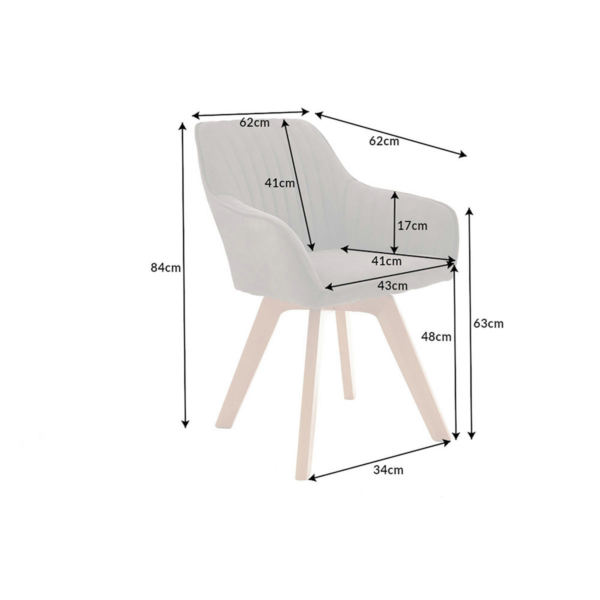 STUHL LIVORNO Microfaser Taupe 85 cm - Taupe/Beige, Holz/Textil (62/84/62cm) - riess-ambiente