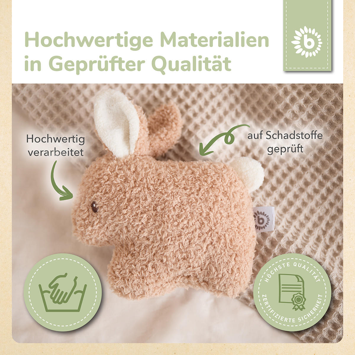 KUSCHELTIER Hase aus Boucle - Ab Geburt - Braun, Textil (13/17cm) - Bieco Spielwaren