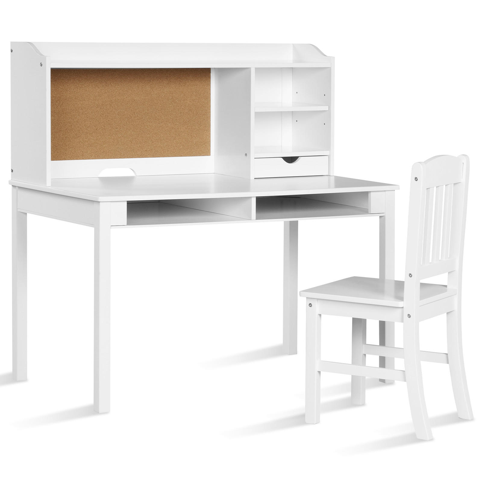 Costway Kinderschreibtisch Weiß 111.5x110.7x60.5 cm