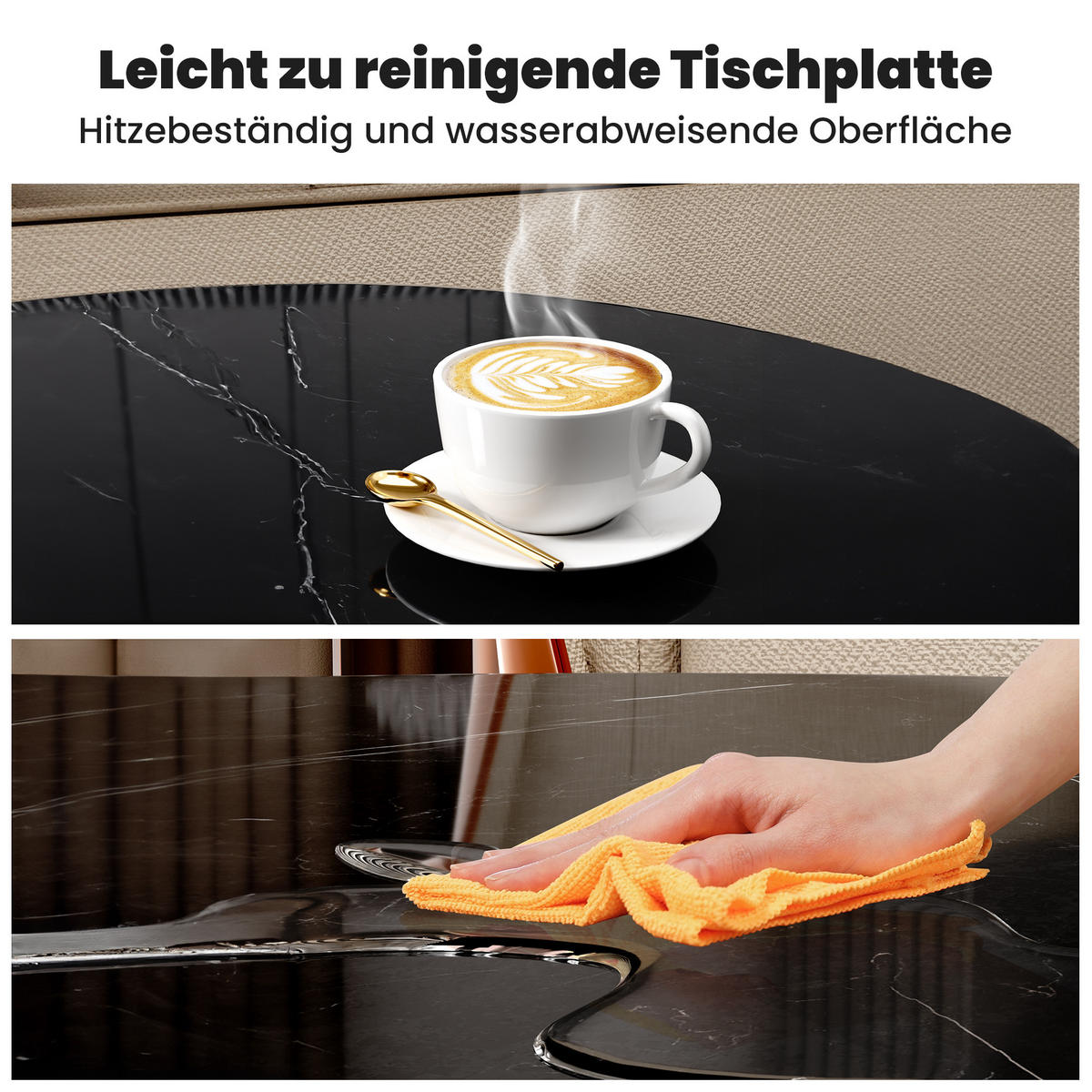 COUCHTISCH Runder 2-teiliger Satztisch 80/80 cm + 60/60 cm geschachtelt - Schwarz, Holzwerkstoff (80/80/45cm) - OKWISH