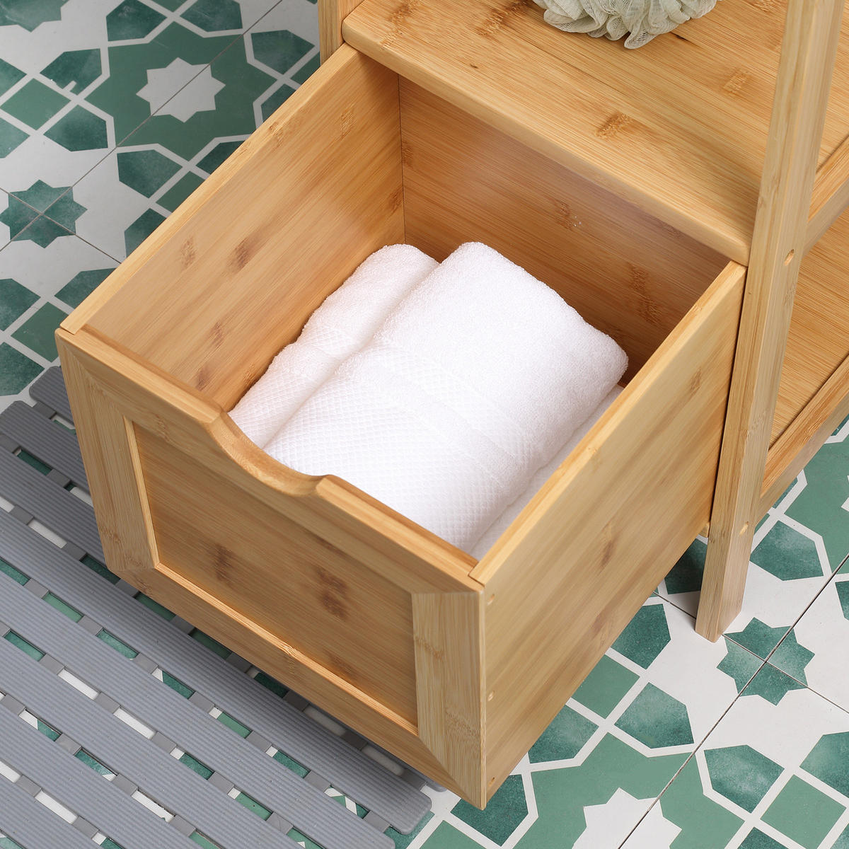 BADEZIMMERSCHRANK, Badschrank aus Bambus, Aufbewahrungsschrank, 30 x 30 x 140 cm - Naturfarben, Holz (30/140/30cm) - Kleankin