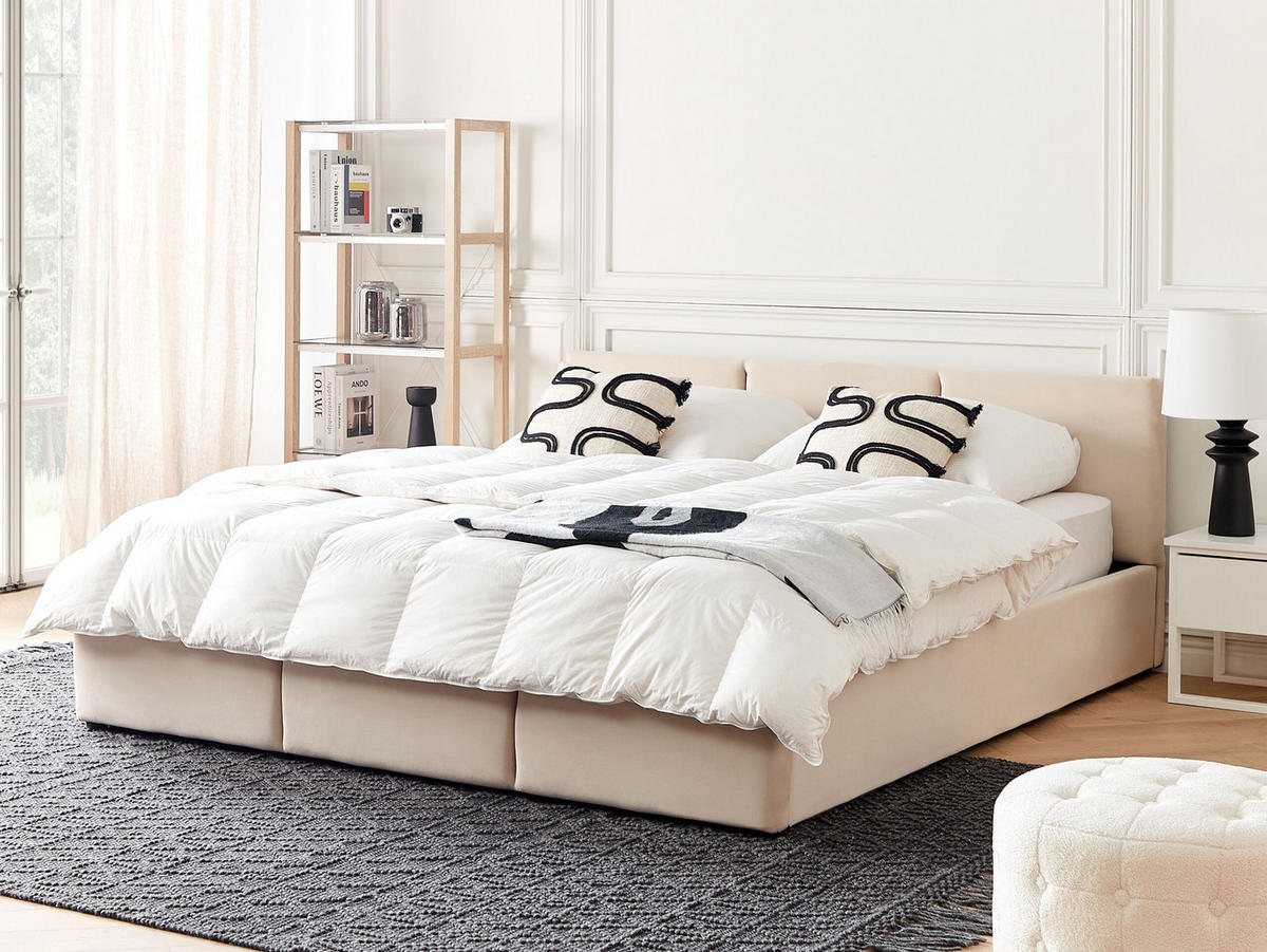 POLSTERBETT 180/200cm Helles Beige Bousse - Beige, Textil (180/200cm) - Beliani