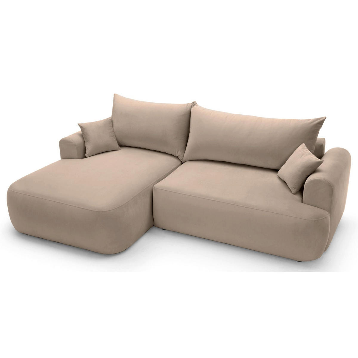 ECKSOFA Ovo Beige mit wasserabweisendem Samtbezug - Beige/Schwarz, Kunststoff/Textil (260/165cm) - Selsey