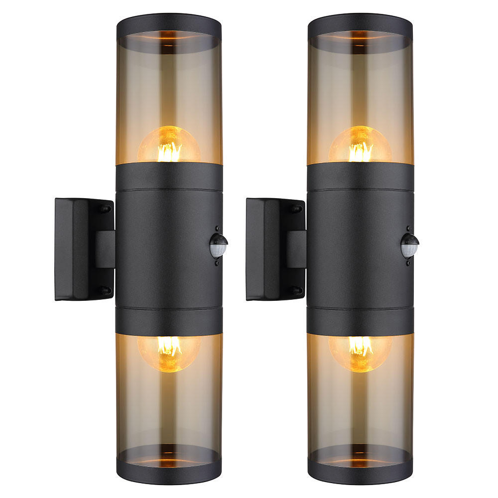LED AUSSEN-WANDLEUCHTE Edelstahl Schwarz 2er Set - Schwarz, Metall (10.2/42/10.2cm) - Globo Lighting