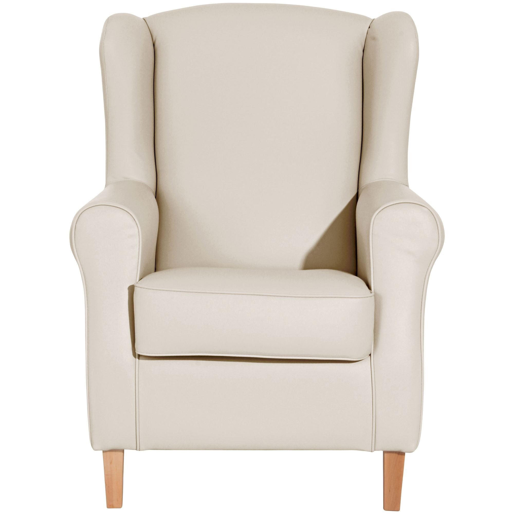 OHRENSESSEL Karlen Bezug Kunstleder Buche natur / beige - Beige/Buchefarben, Kunststoff (86/103/77cm) - 58aufmkessel