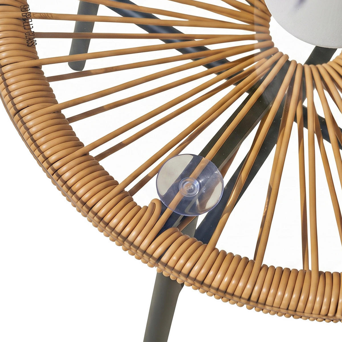 GARTENSET Malika 2 Sessel und Tisch mit Glasplatte, mit Metallrahmen, Beige - Beige/Schwarz, Metall - Beautysofa
