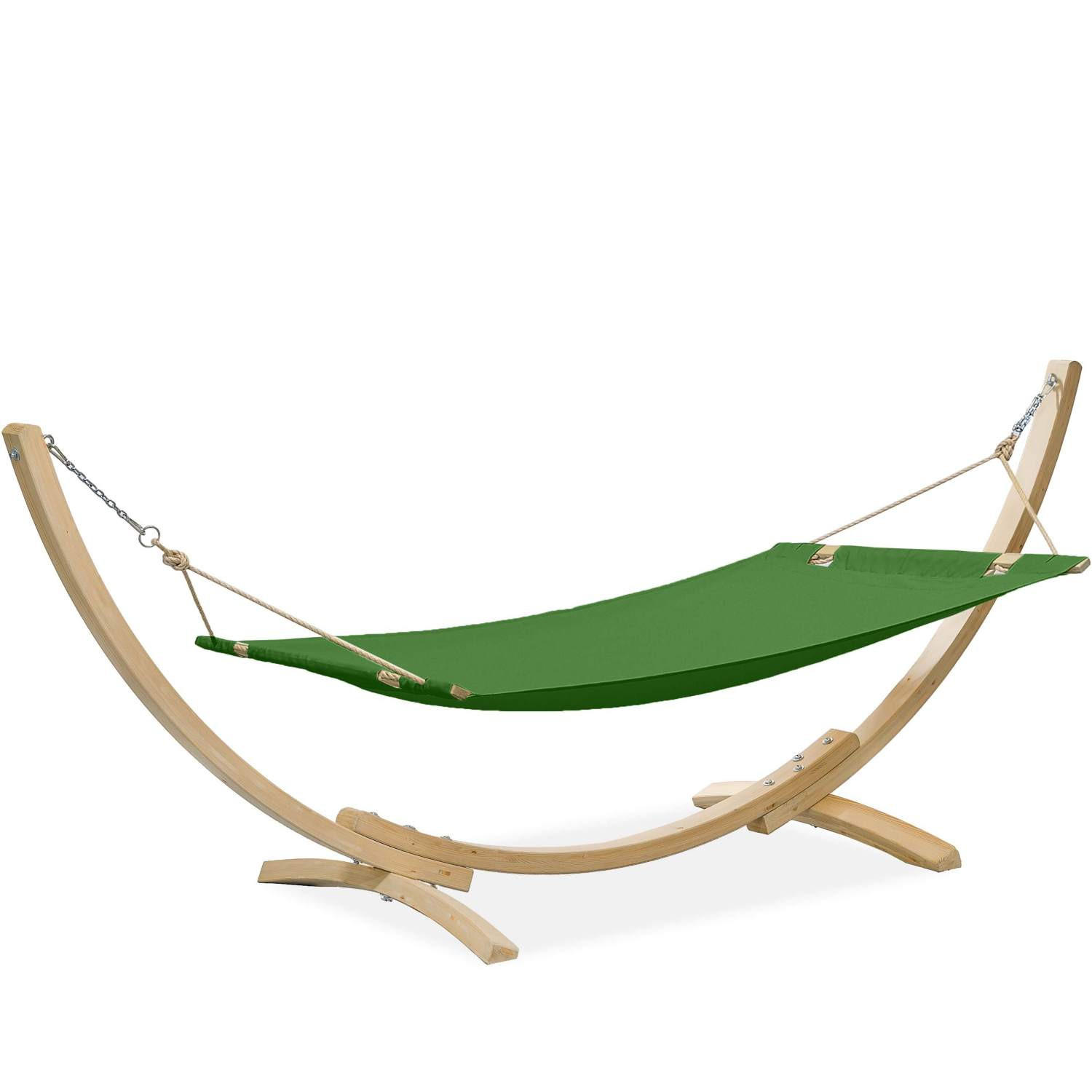 HÄNGEMATTE mit Gestell LENGER ,Grün - Grün, Holz/Textil (357/131/110cm) - KONSIMO®