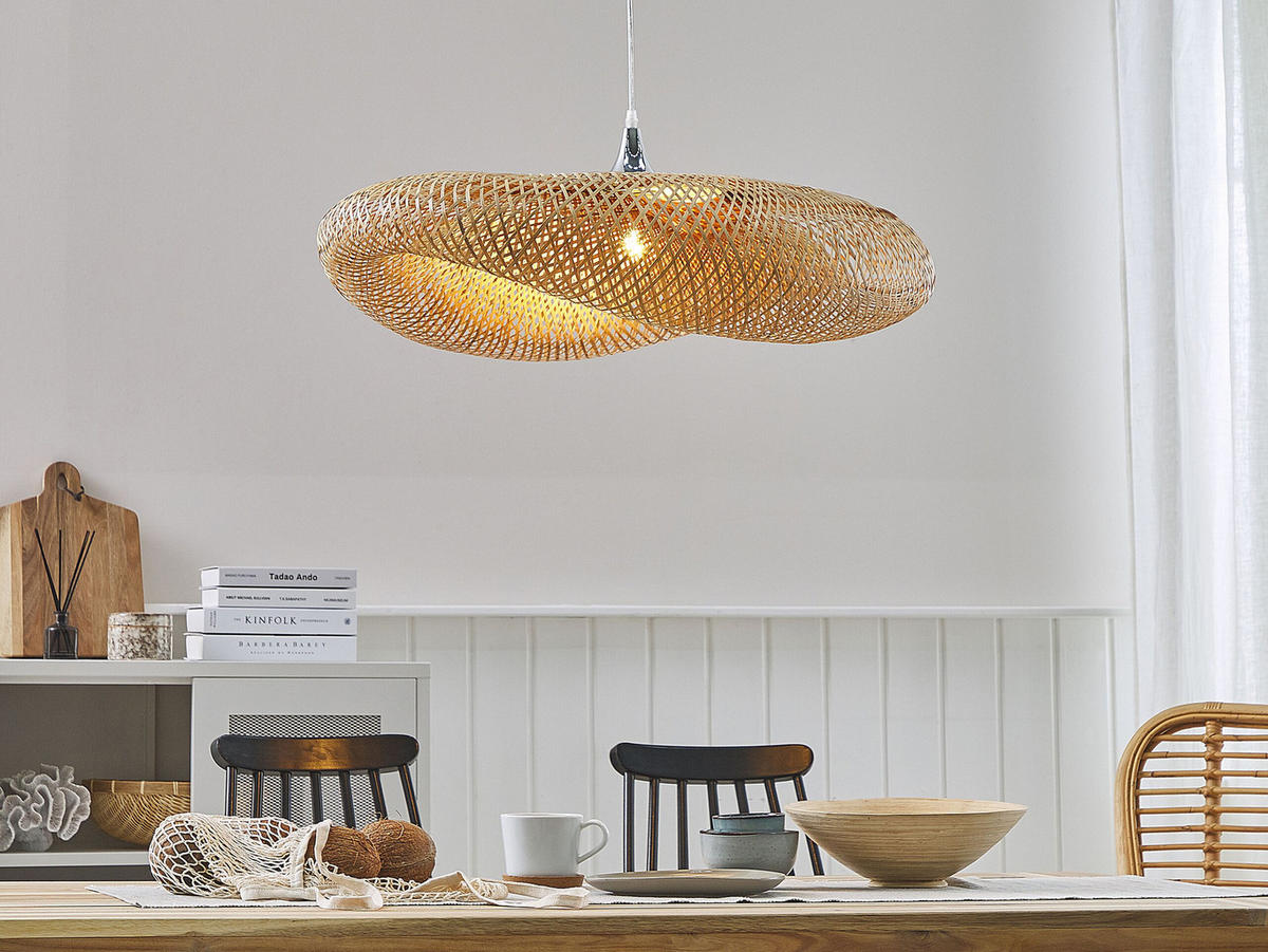 HÄNGELEUCHTE Boyne 80/80/118 cm - Hellbraun, Holz (80/80/118cm) - Beliani