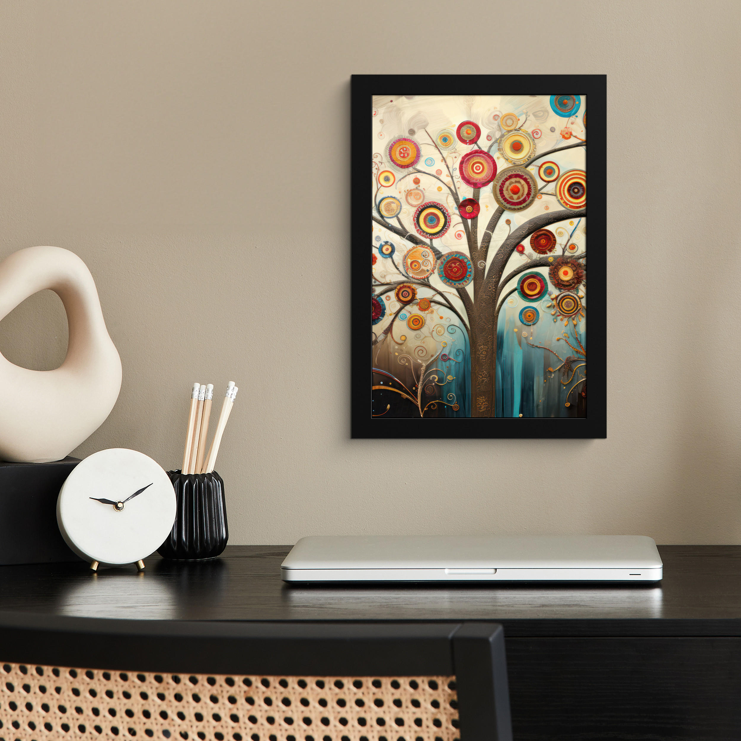 GERAHMTES BILD Baum - Baum des Lebens - Farbe 20x30 cm - Braun, Papier (20/30cm) - MuchoWow