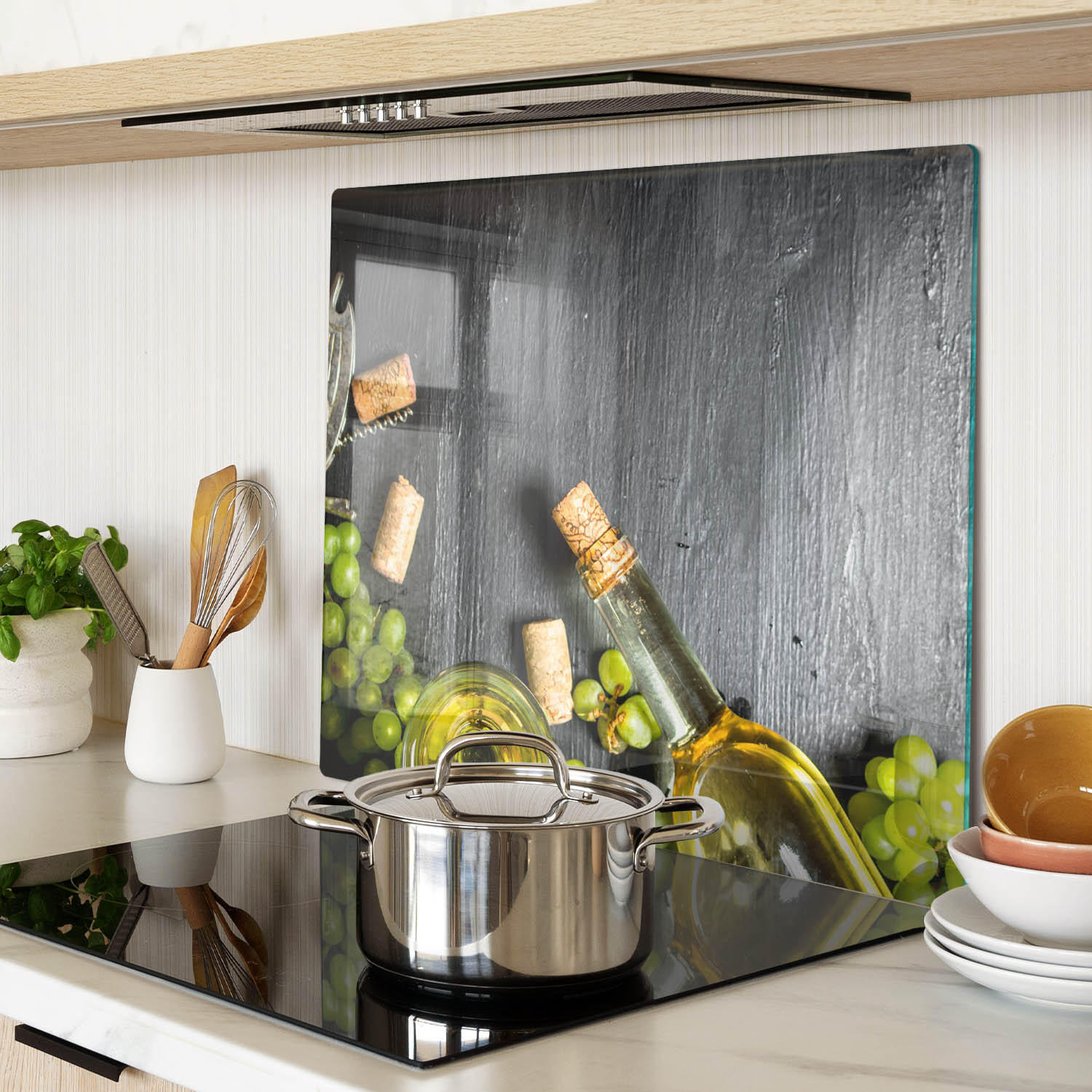 GLASPLATTE 60x52 cm Weißwein und Obst - Grün, Glas (60/0.4/52cm) - TULUP