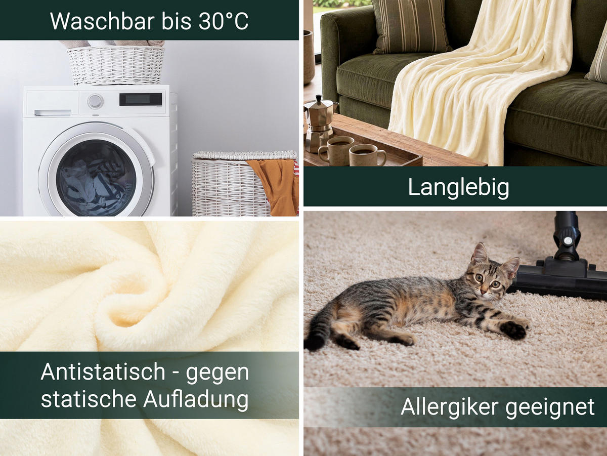 KUSCHELDECKE, 150x200 cm, 100% Polyester, Weiß - Creme, Textil (150/200cm) - Zollner