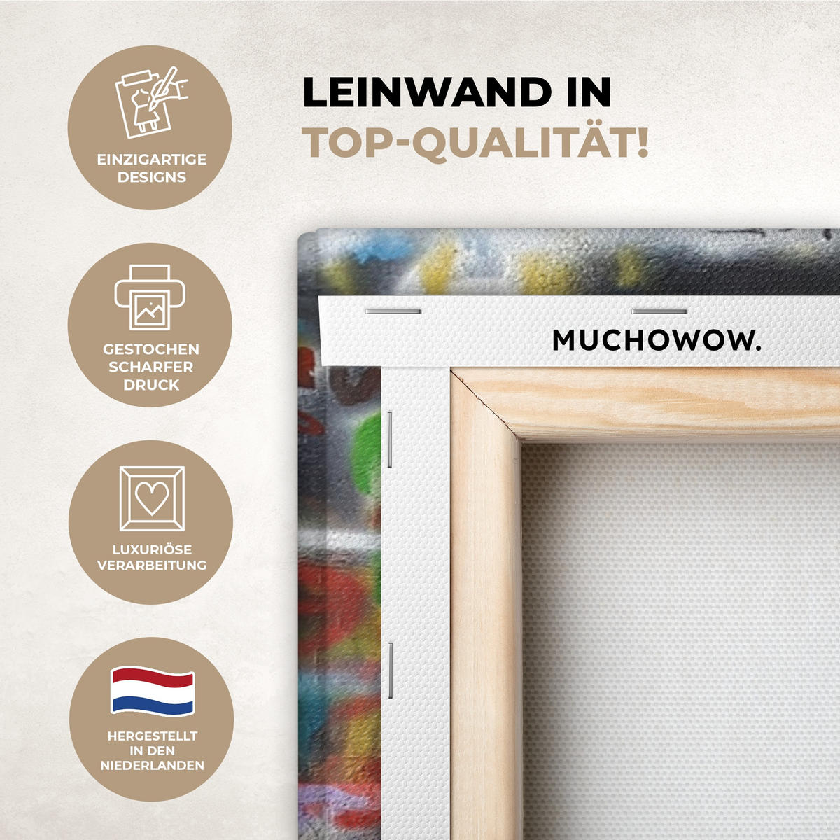 LEINWANDBILD Graffiti - Junge - Ilussie - Straßenkunst 90x90 cm - Hellgrau, Textil (90/90cm) - MuchoWow
