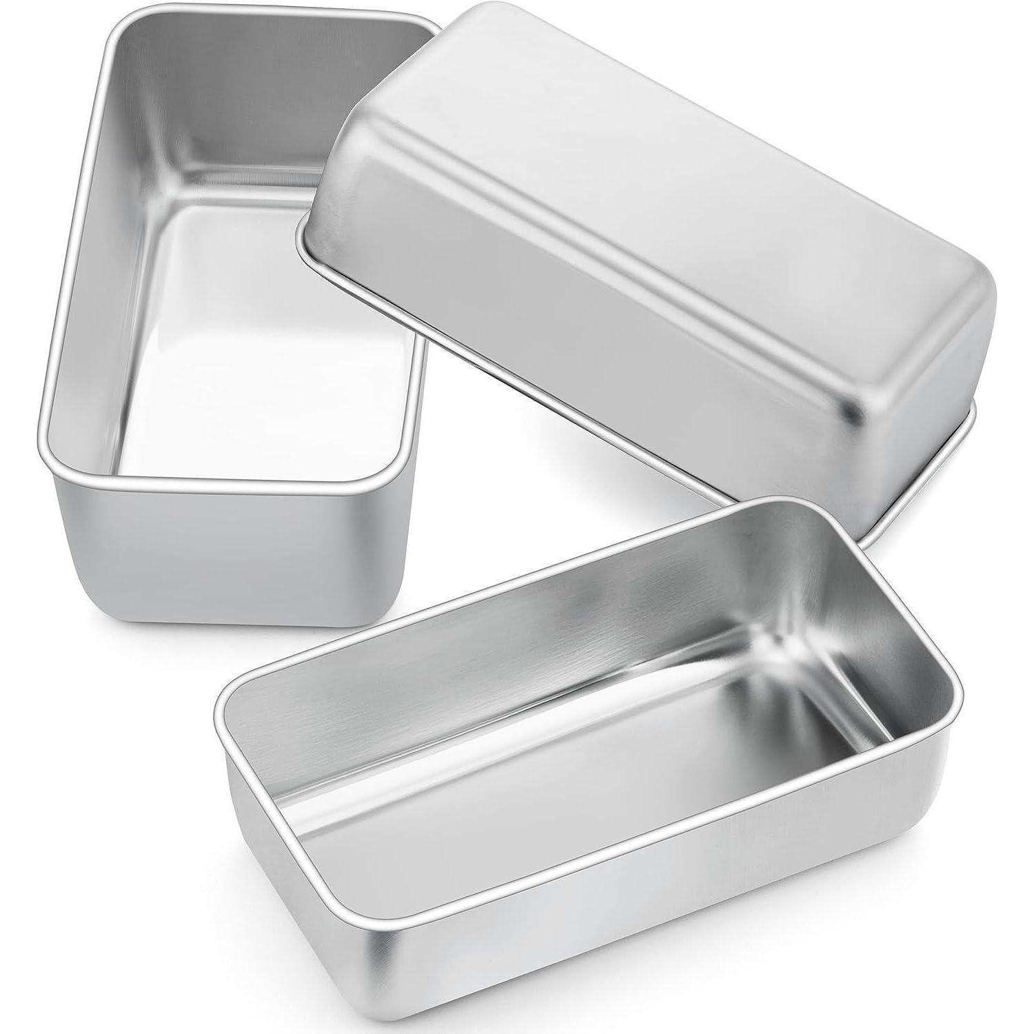 BROTBACKFORM 3er Set Edelstahl 23 x 12 x 6 cm - Silberfarben, Metall (23/6/12cm)