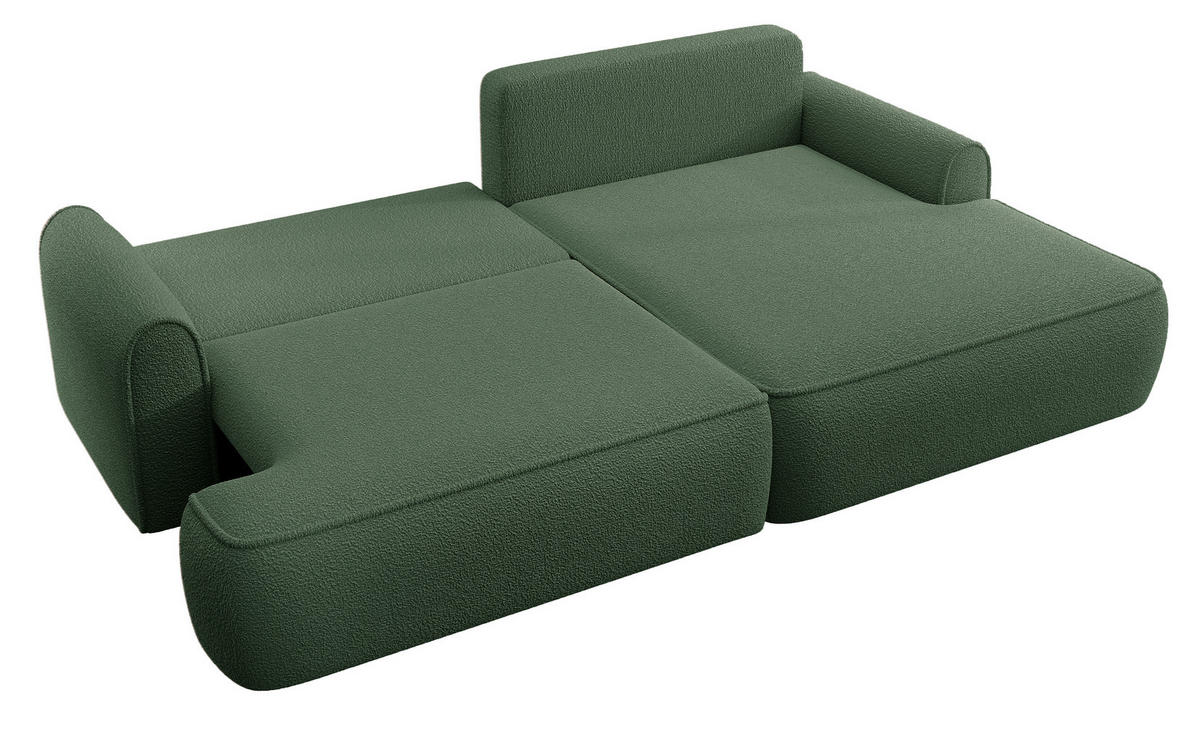 ECKSOFA 250 cm Mareno mit Bettkasten, Schlaffunktion, Rechts, Grün - Grün, Holz (146/250cm) - Emporius