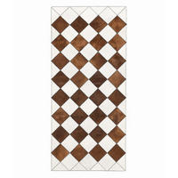 TEPPICH Patchwork Läufer Karomuster Echtfell 180/80 cm - Braun/Weiß, Fell (80/180cm) - Provellus