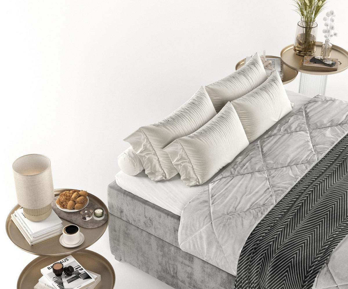 BOXBETT Reto 140/200 cm Grau im Lotta Stoff - Chromfarben/Grau, Holz/Holzwerkstoff (140/200cm) - AltaBeds