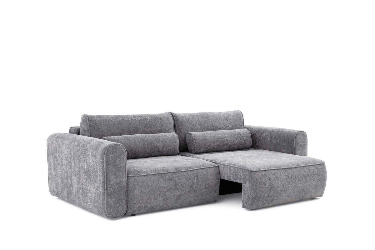 ECKSOFA Motion mit Schlaffunktion Funktional 3-sitzer Sofa - Dunkelgrau, Textil (250/120cm) - Muffo