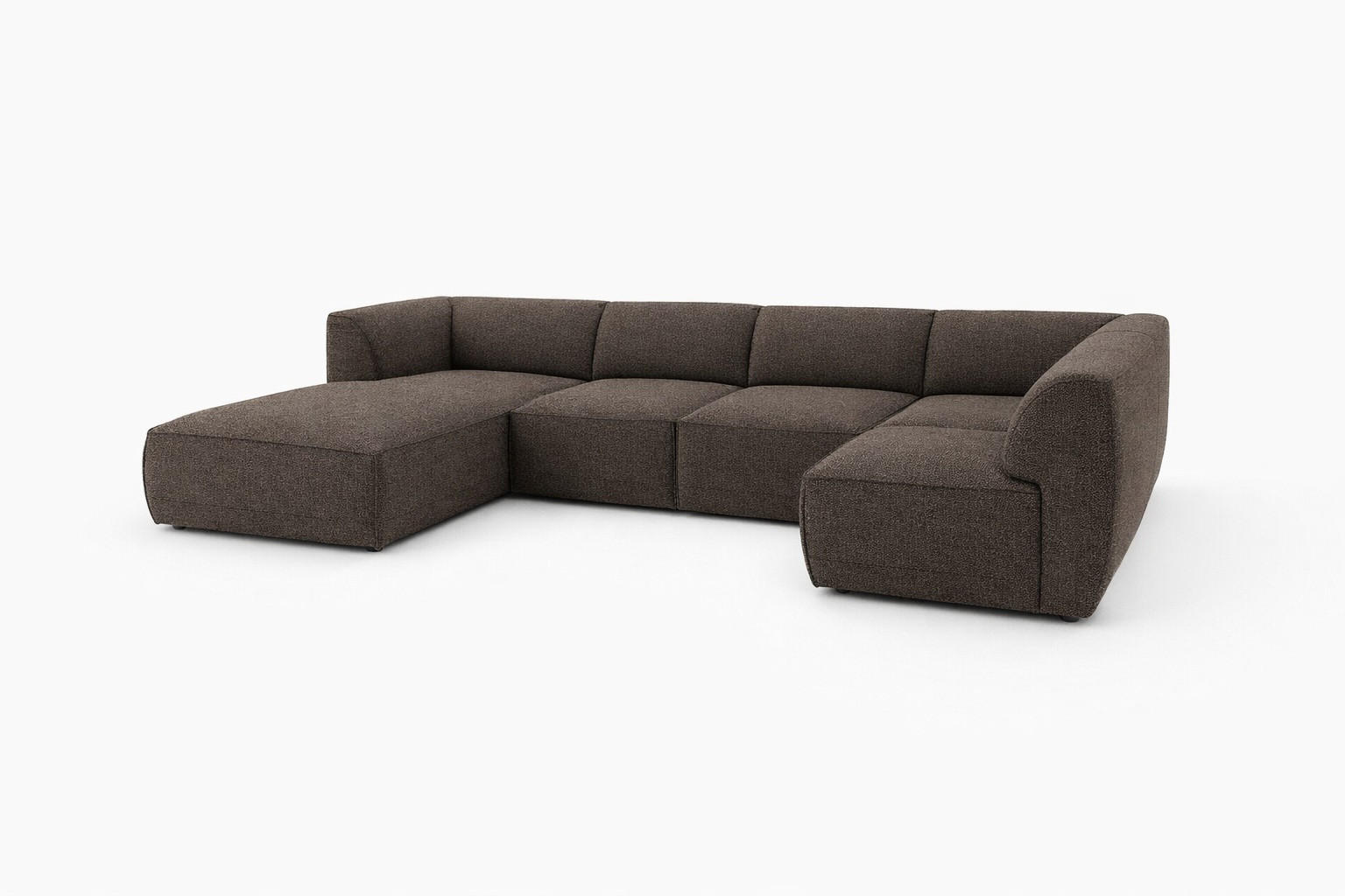 WOHNLANDSCHAFT MOVO - modulares Ecksofa braun – modernes Design und flexible Gestaltung, links - Dunkelgrün/Bordeaux, Kunststoff/Textil (156/78/345cm) - KS Home Concept