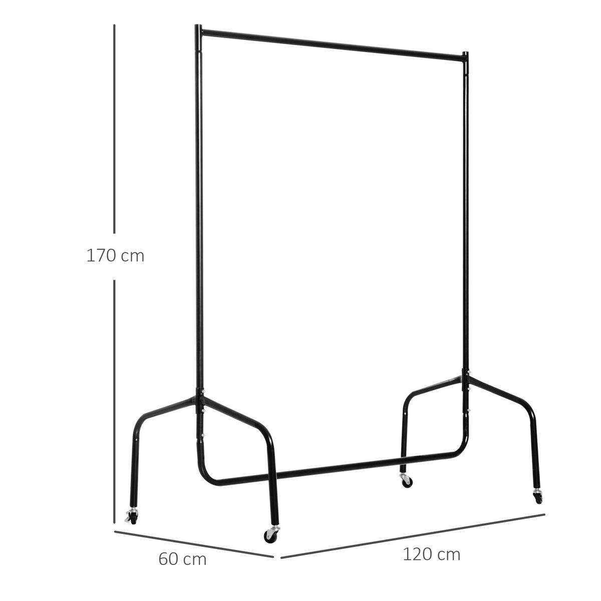KLEIDERSTÄNDER Schwarz 150/60/170 cm - Schwarz, Metall (60/170/120cm) - PANGIVO