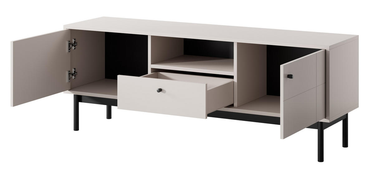 TV-BOARD mit Schublade Lunaris - 155 cm, Beinen, Kaschmir - Kaschmir, Holz (153/57/39cm) - Emporius