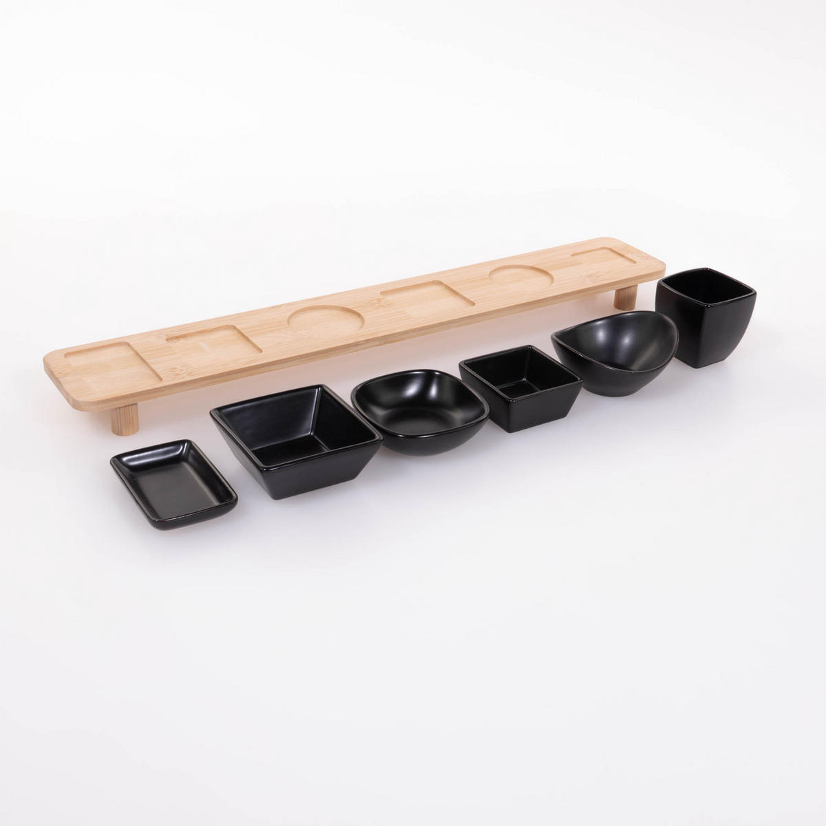 SERVIER-SET für Snacks Schwarz 50,6/9,4/7,7 cm - Schwarz, Keramik (50.6/9.4/7.7cm) - Excellent Houseware