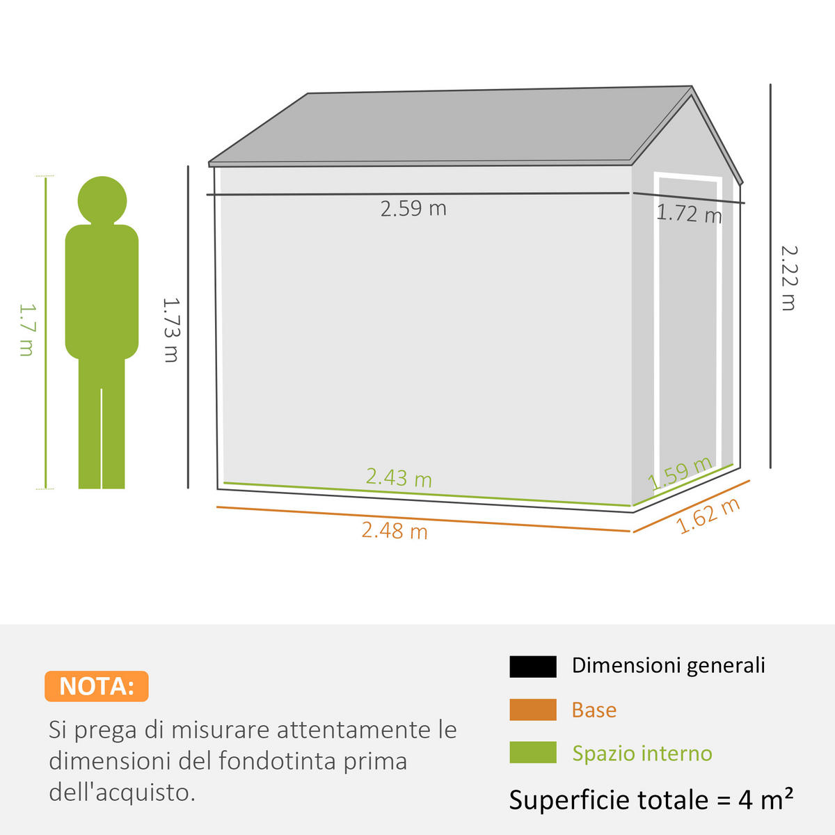 GARTENHAUS Grau 1 Stück - Grau, Kunststoff/Metall (172/222/259cm) - GiPP