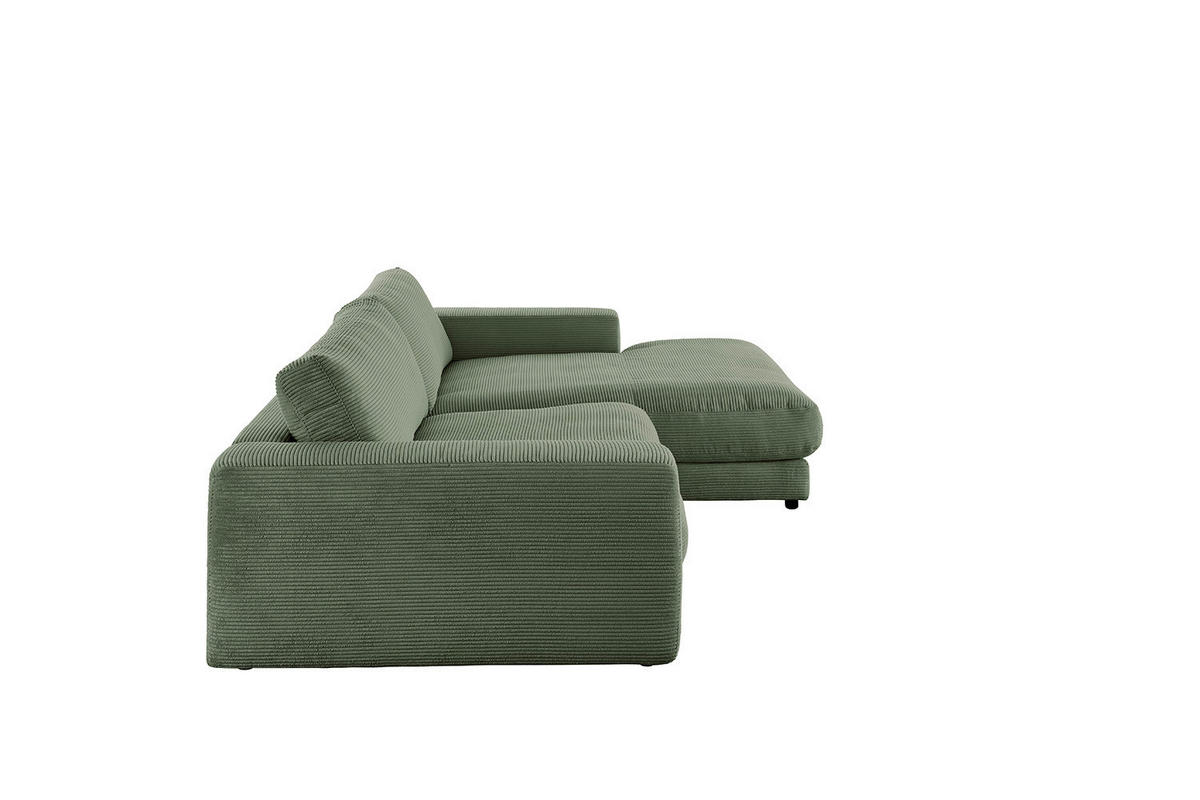 ECKSOFA MADELINE Grün Cord - Schwarz/Olivgrün, Kunststoff/Textil (270/190cm) - KAWOLA