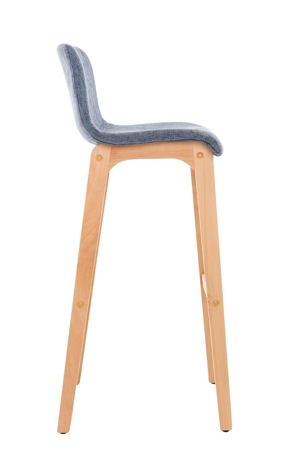 BARHOCKER Stoff blau - Blau/Eukalyptusholzfarben, Holz/Textil (41/101/46cm) - CLP