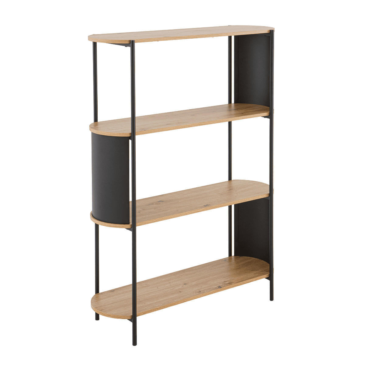 REGAL mit 4 Ebenen in Holzoptik und schwarzen Metallseiten - Eschefarben, Holzwerkstoff (34/133.5/39.5cm) - Calicosy