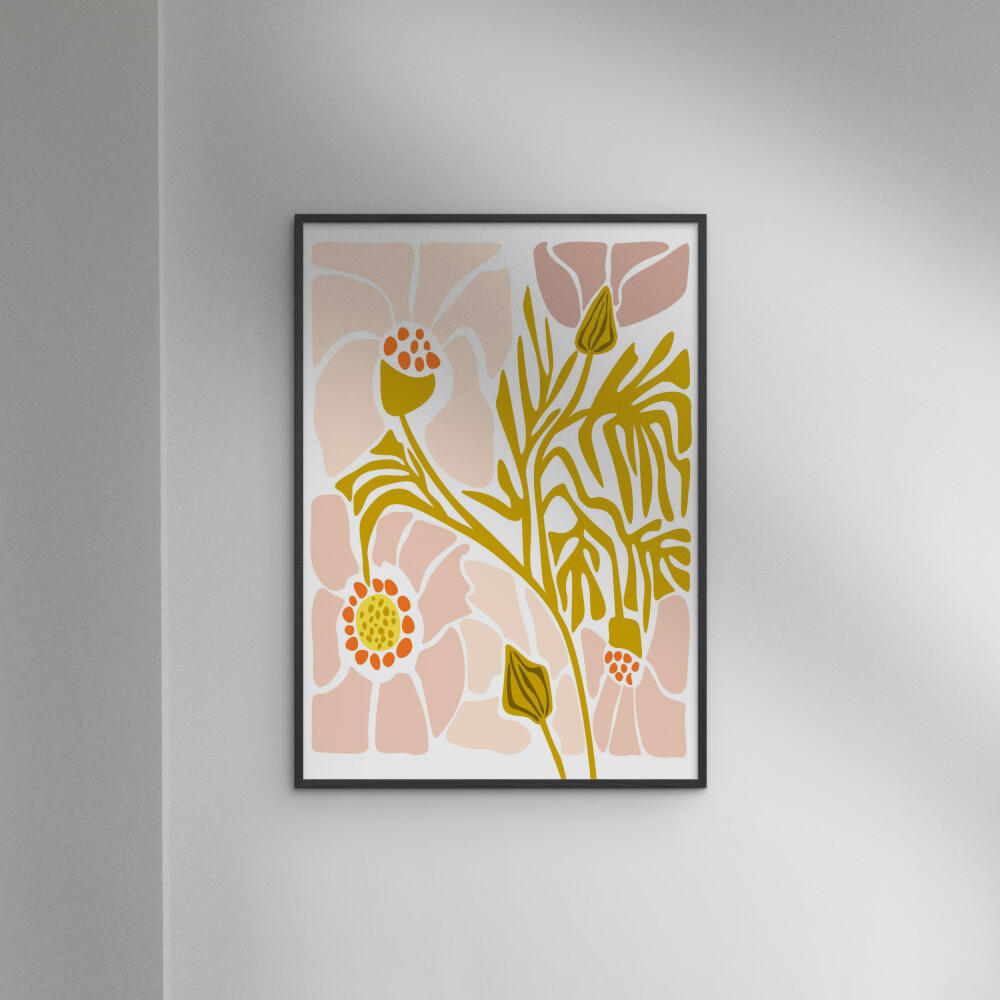 POSTER mit Rahmen Affordable Art Prints x Annick - Soft Pink Flower - Pink/Schwarz, Holz/Papier (50/70cm) - Poster&Frame
