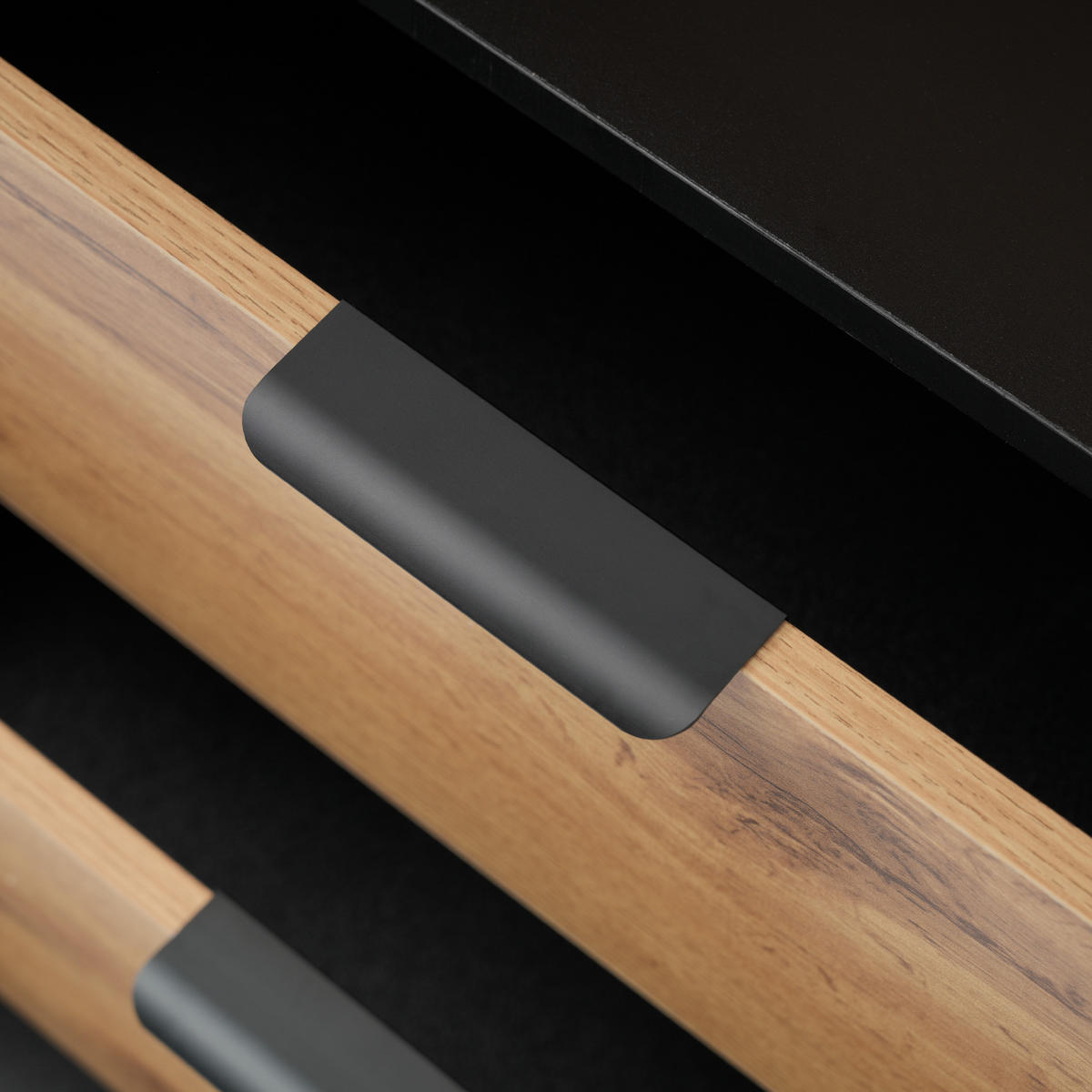 SIDEBOARD Holz mit 4 Türen 3 Schubladen Schwarz/Artisan Eiche - Braun, Glas/Holzwerkstoff (120/80/40cm) - Urban Meuble