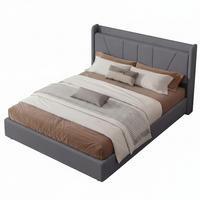 DOPPELBETT in Grau mit USB-Ladefunktion & Stauraum, Leinen - Grau, Holz/Metall (140/200cm) - PARAFTA HOME