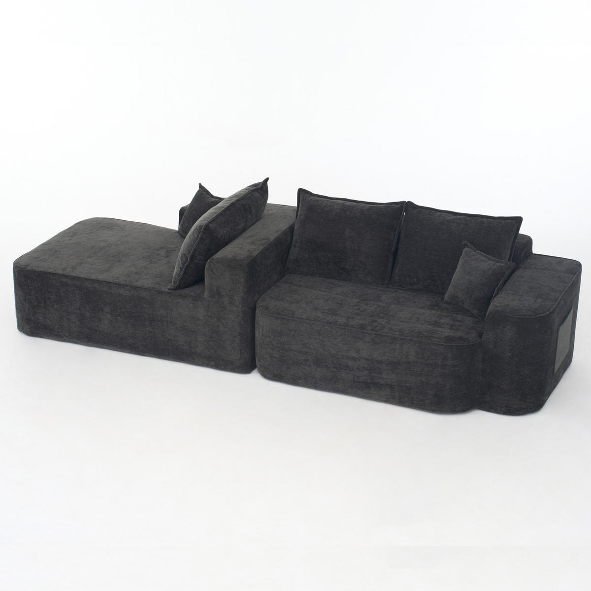 ECKSOFA 264 cm aus Chenille mit modularem L-Form-Design Schwarz - Schwarz, Textil (144/262cm) - Modenvie