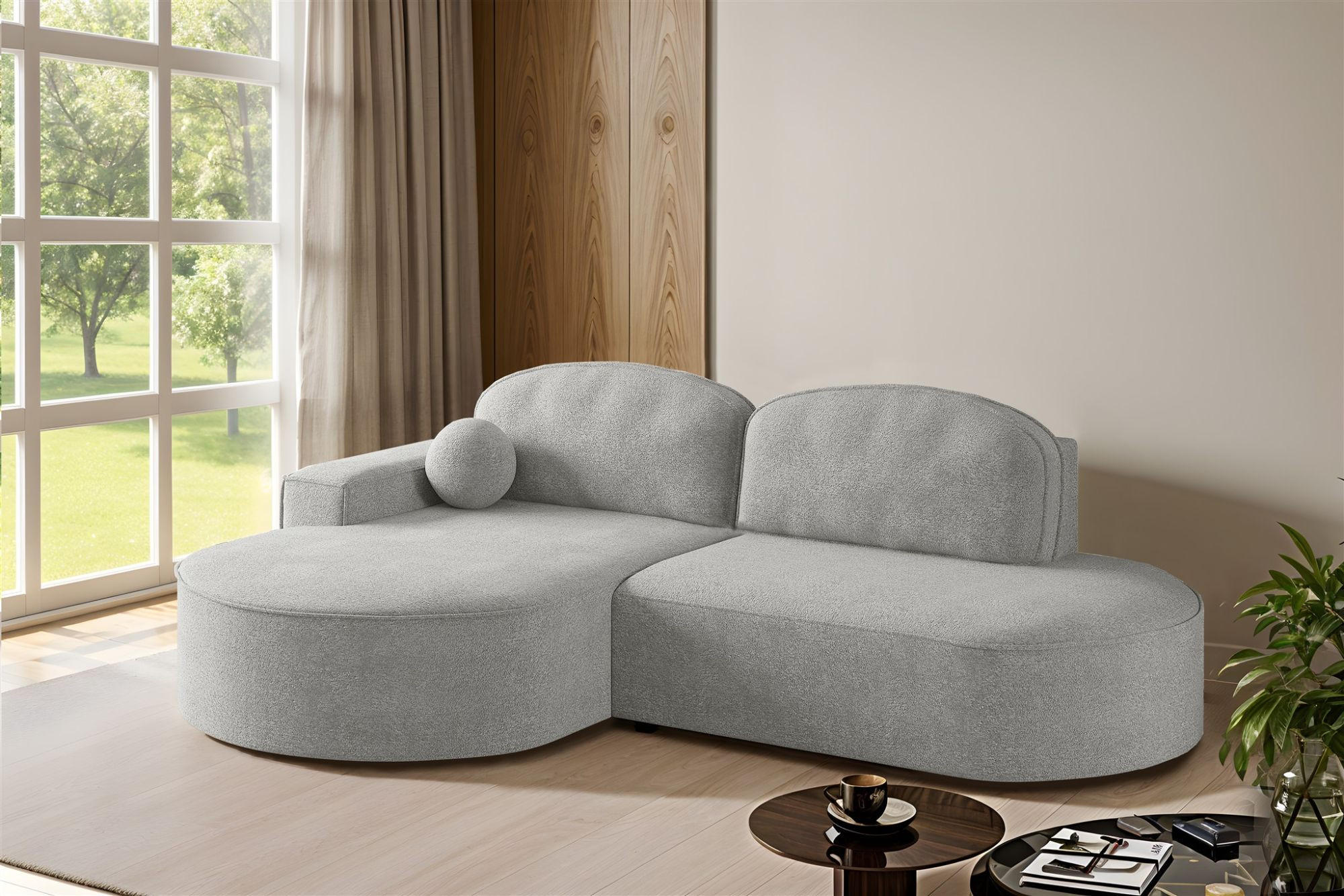 ECKSOFA Girona Mit Schlaffunktion - Grau, Holzwerkstoff/Textil (278/179cm) - Fun Möbel