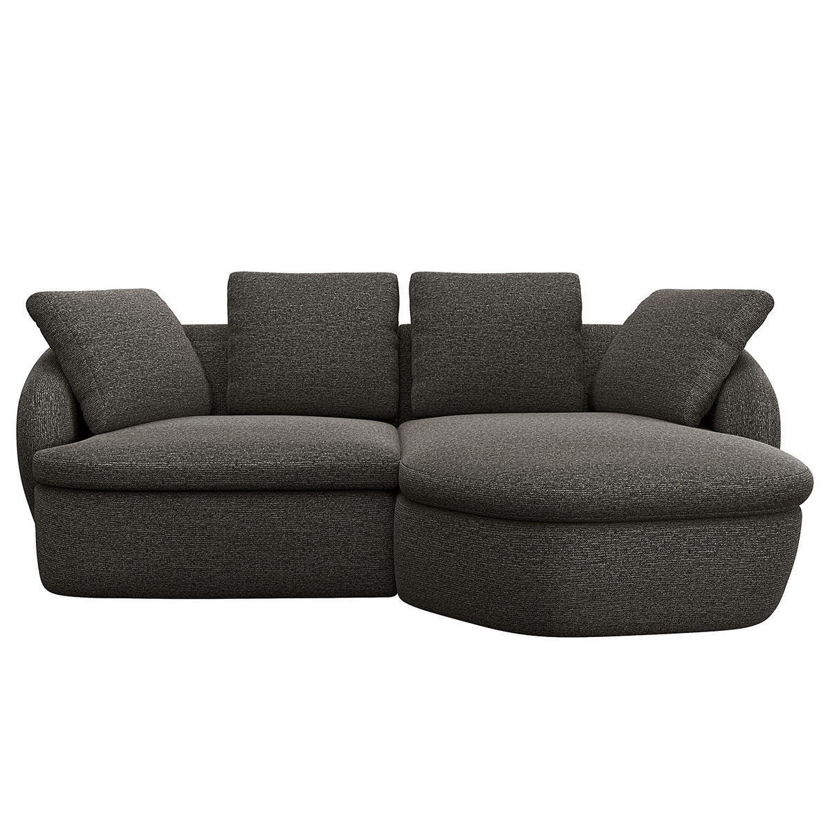 ECKSOFA mit Longchair - Anthrazit/Schwarz, Kunststoff/Textil (217/146cm) - home24