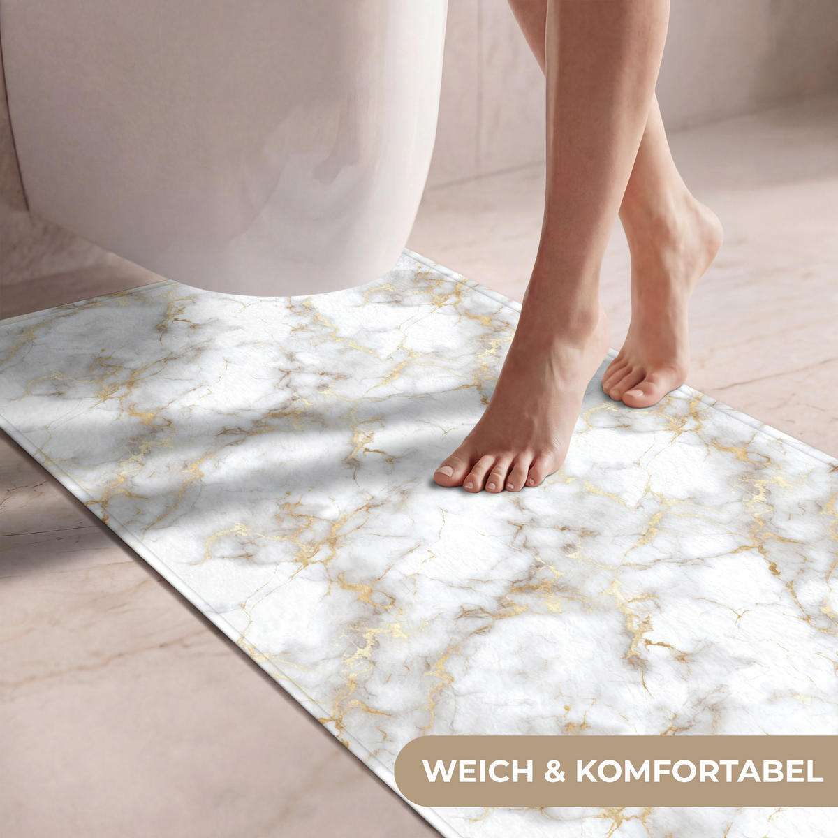 WC PŘEDLOŽKA Zlaté žilky - Mramor - Bílý 60x120 cm - bílá, textil/plast (60/1cm) - OnlyWow