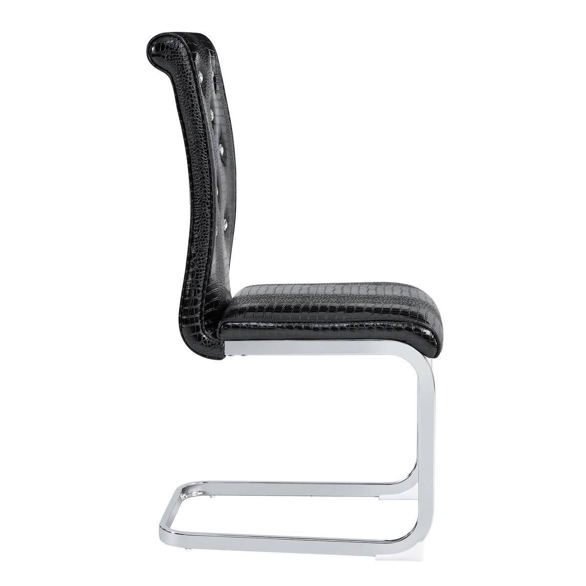 ESSZIMMERSTUHL gepolstert PVC Schwarz Chrom-Metall 2er-Set - Schwarz, Metall (41/101.5/57.1cm) - Meubliv