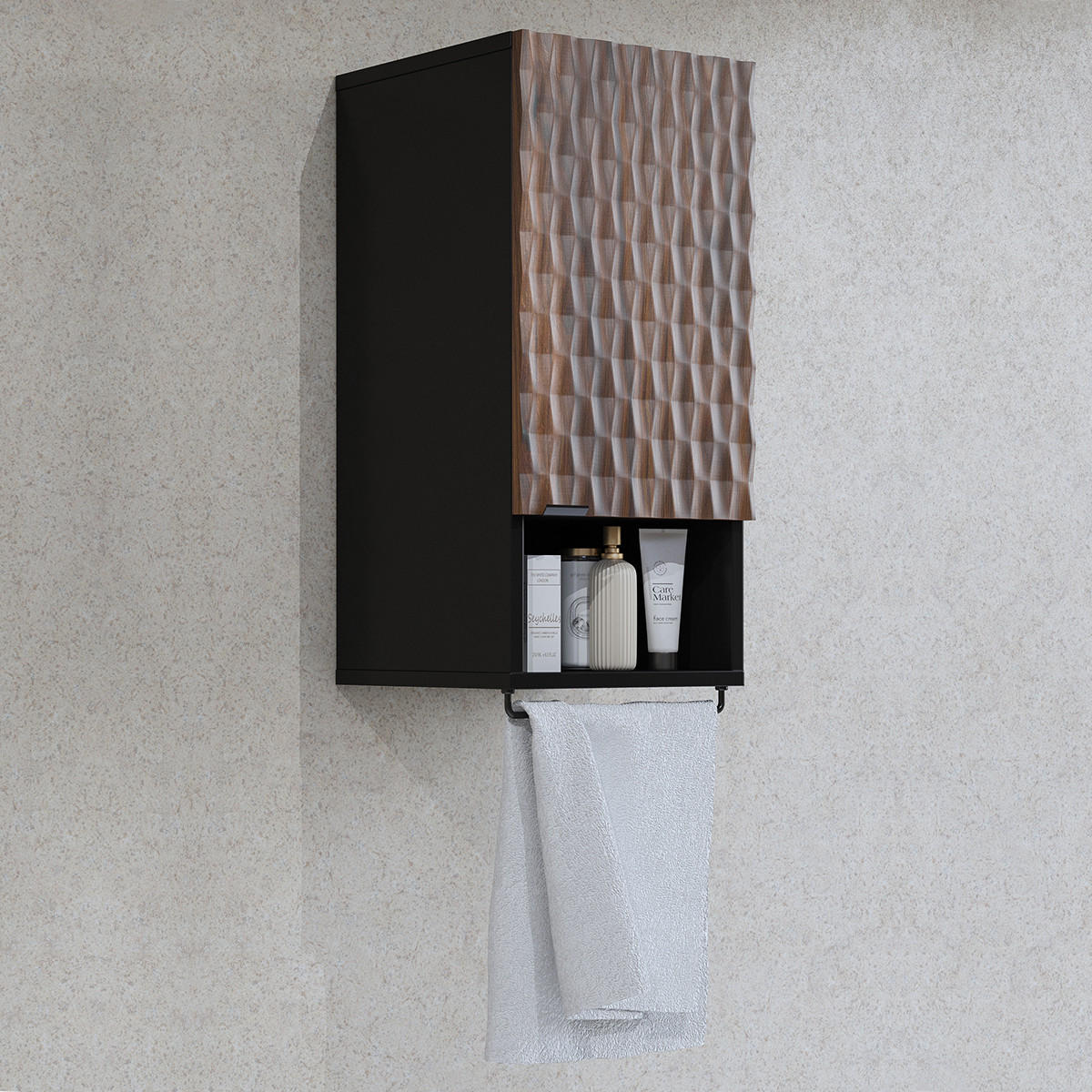 SCHRANK Nevia Holz und Schwarz - Schwarz, Holzwerkstoff (33/81/35cm) - Petits-meubles