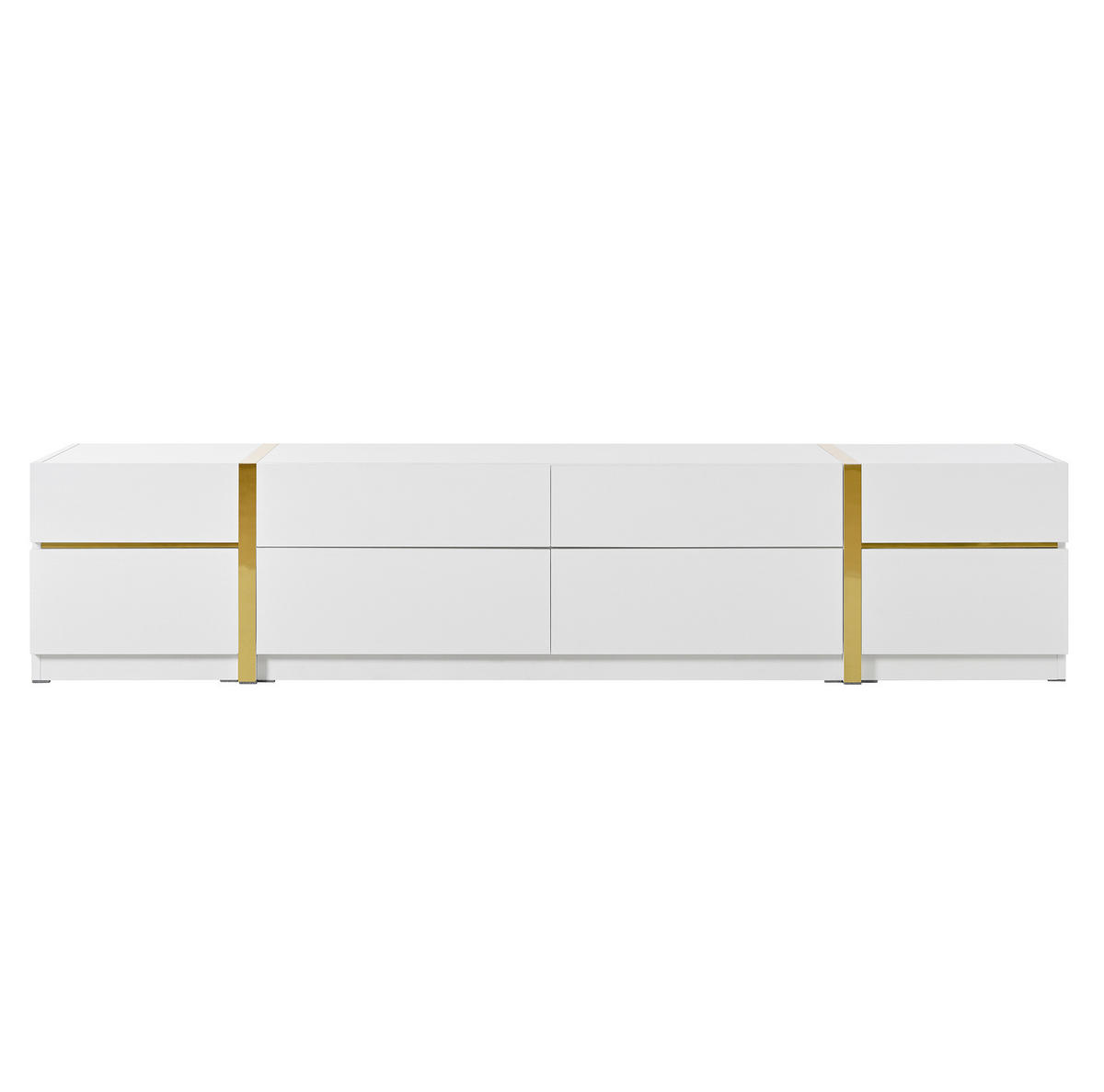 TV ormarić 180/40/38 cm bijeli od MDF-a i iverice s 4 ladice i 2 vrata - bijela, drvni materijal (180/38/40cm) - OKWISH
