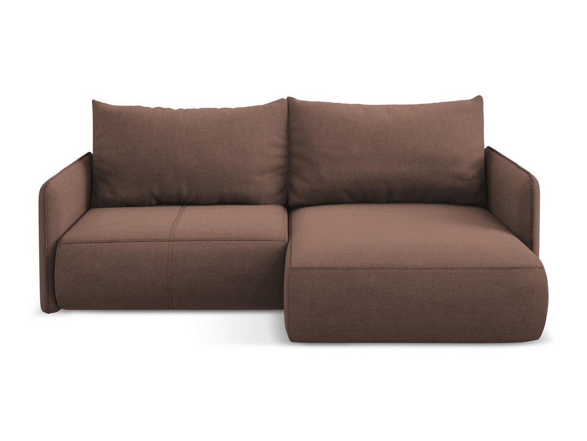ECKSOFA mit Schlaffunktion Strukturstoff Stoff Pink - Pink/Hellrosa, Kunststoff/Textil (207/148cm) - Makamii