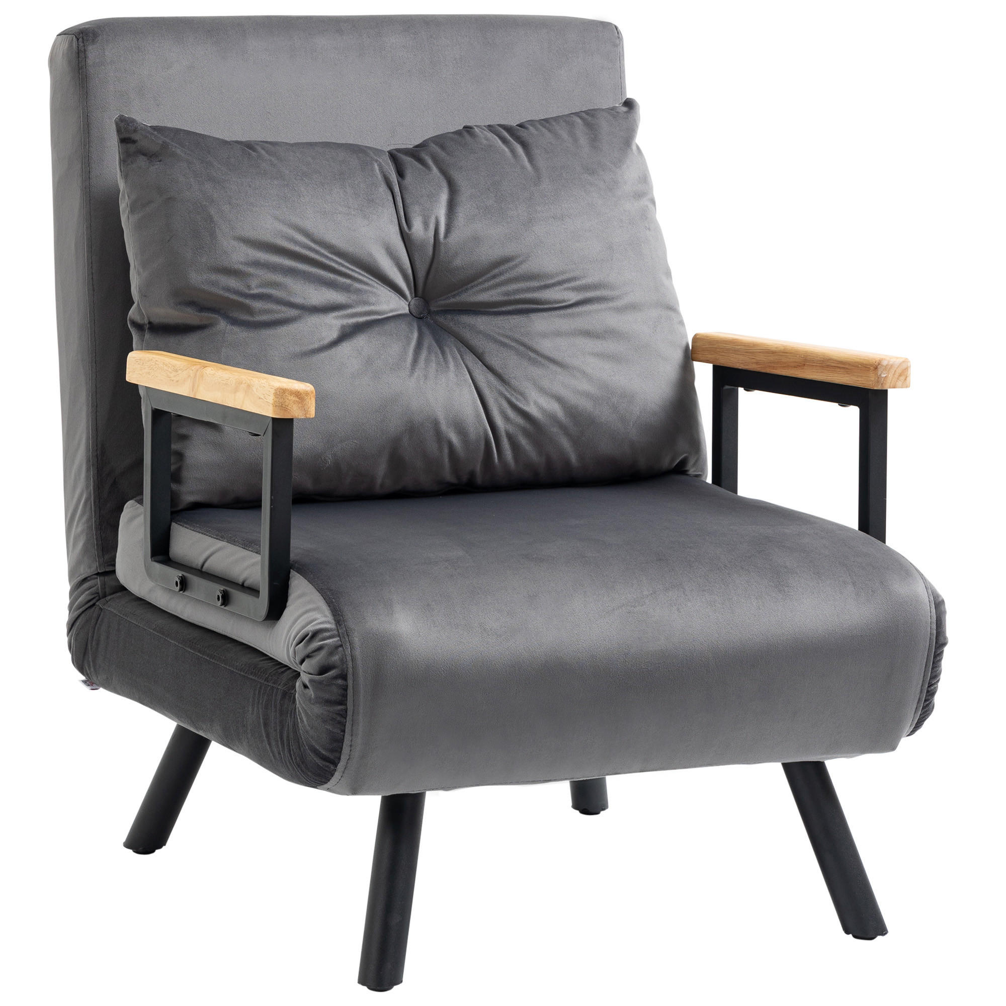 SCHLAFSESSEL, Stahl Polyester Dunkelgrau - Dunkelgrau, Metall (73/81/63cm) - HOMCOM